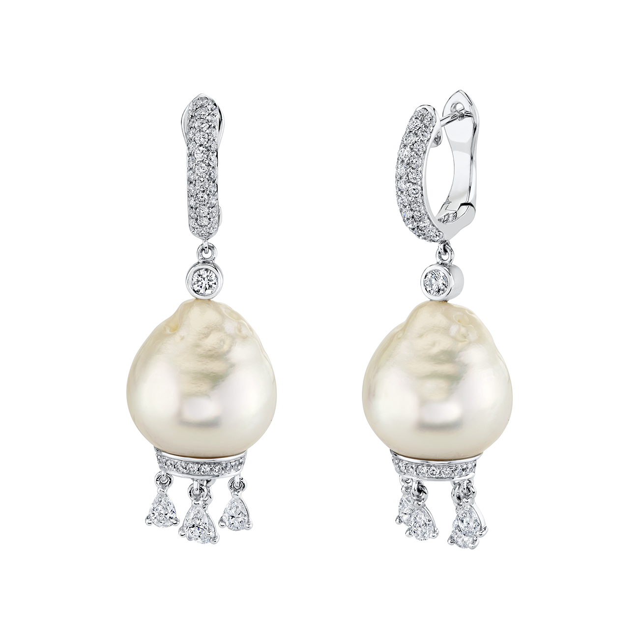 deBoulle Collection Diamond and South Sea Pearl Earrings