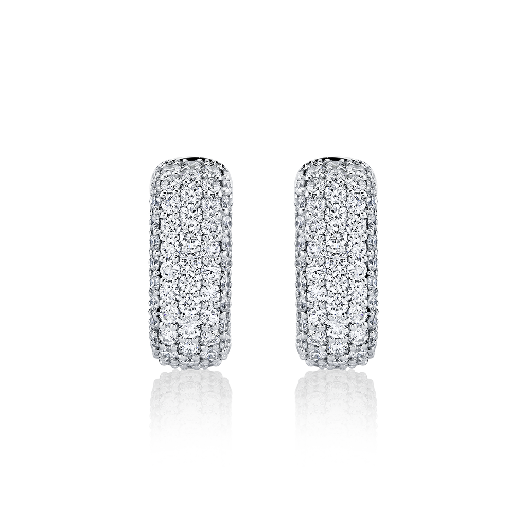deBoulle Collection Diamond Square Hoop Earrings in White Gold