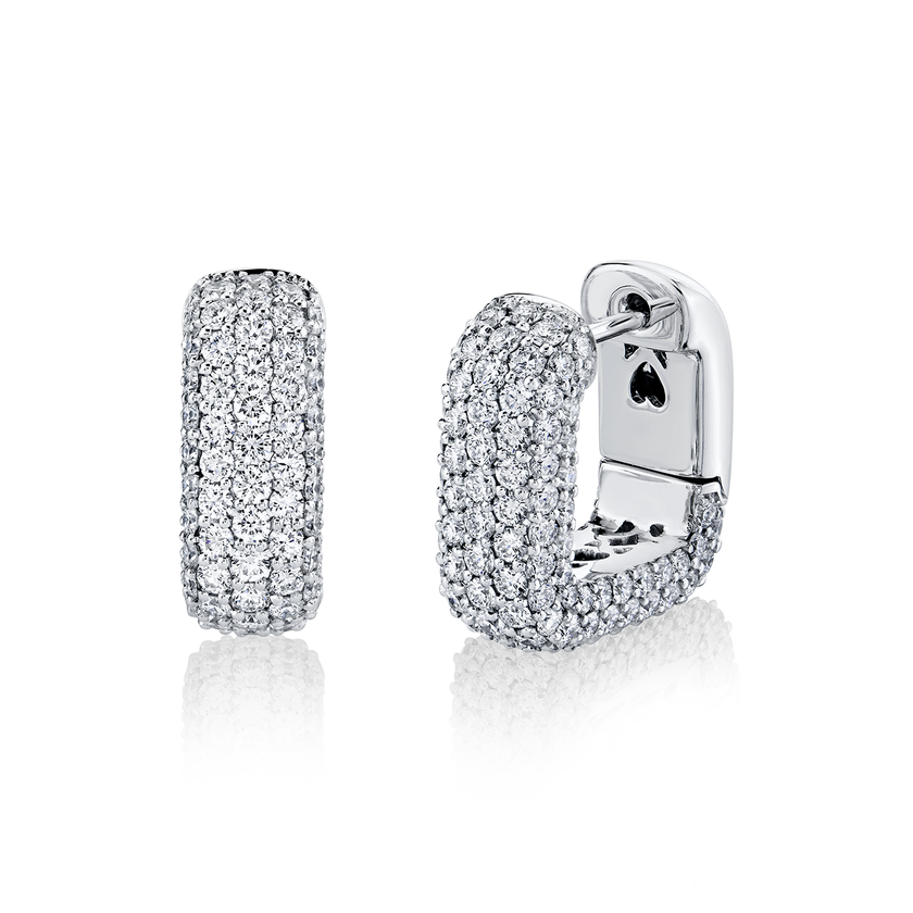 deBoulle Collection Diamond Square Hoop Earrings in White Gold