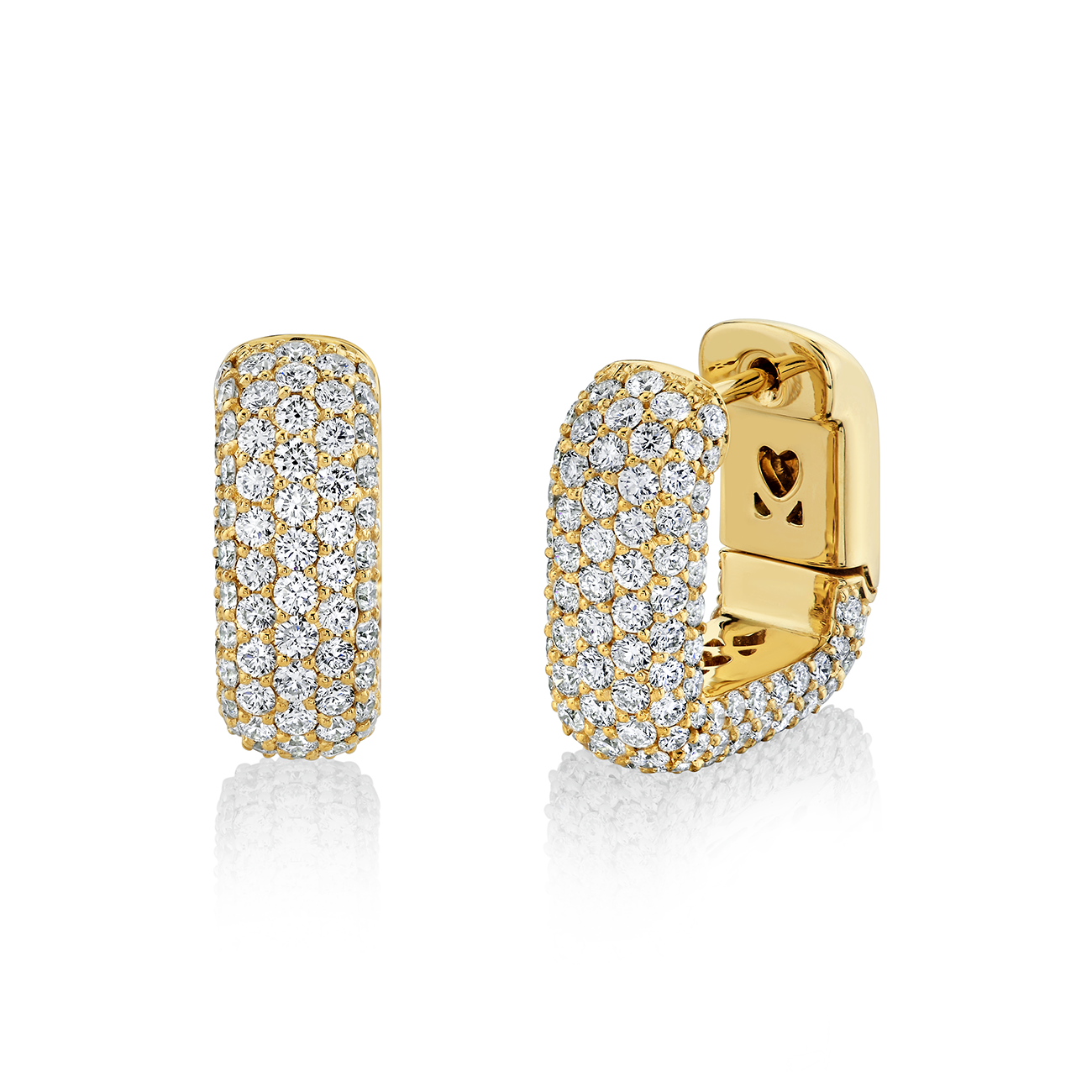 deBoulle Collection Diamond Square Hoop Earrings in Yellow Gold