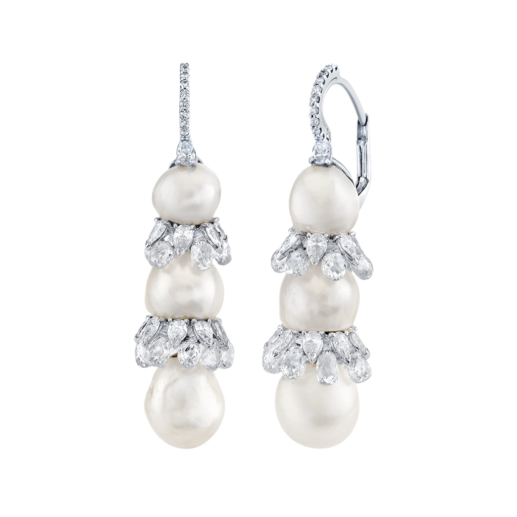 deBoulle Collection Baroque Radiance Pearl Earrings in White Gold