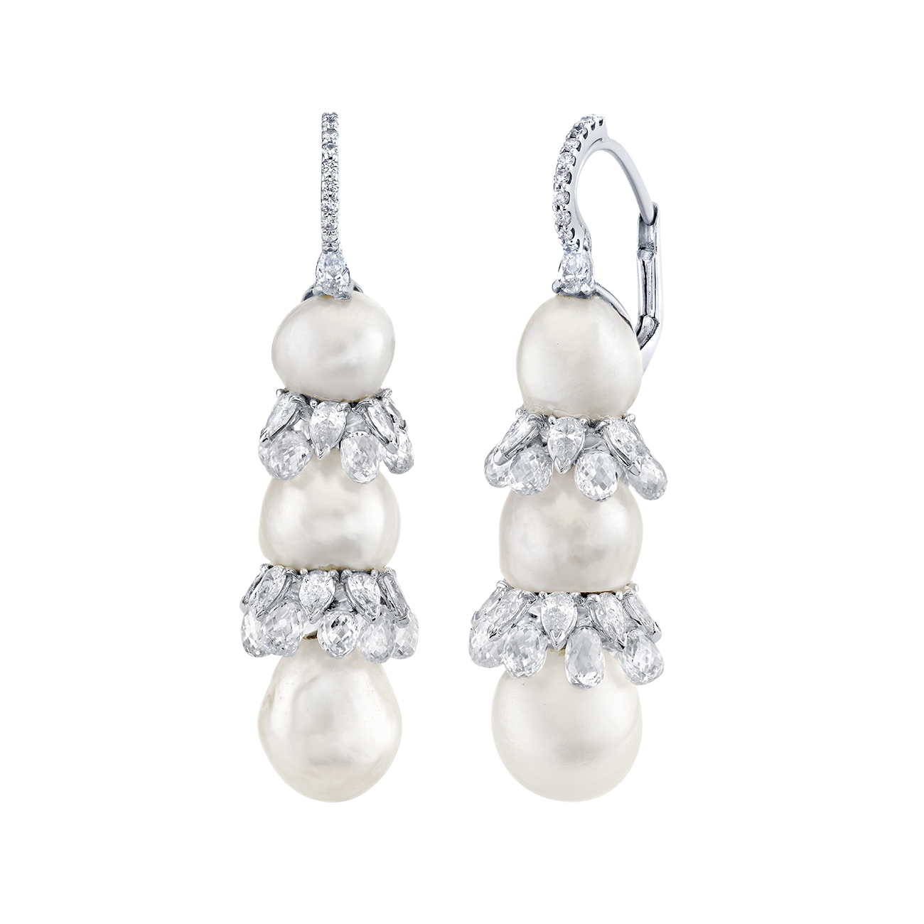 deBoulle Collection Baroque Radiance Pearl Earrings in White Gold