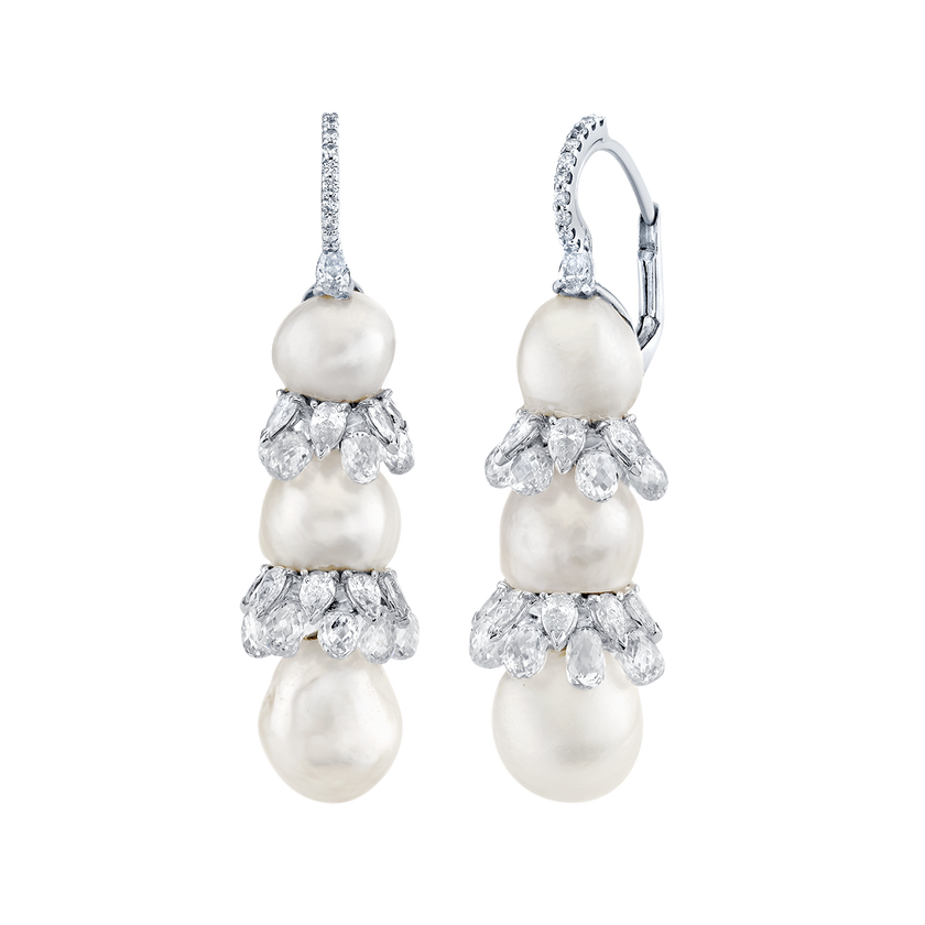 deBoulle Collection Baroque Radiance Pearl Earrings in White Gold