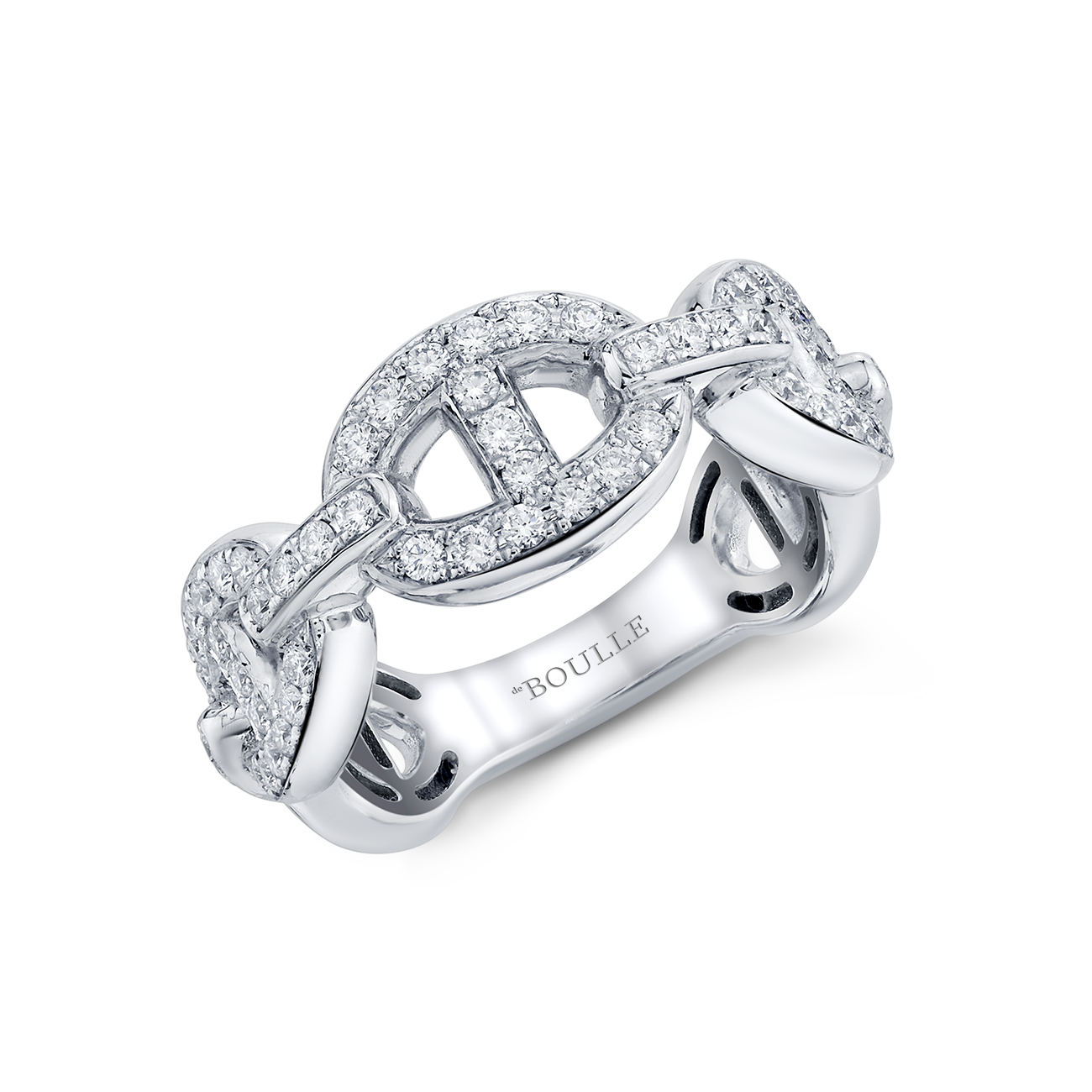deBoulle Collection Chain Link Ring in White Gold