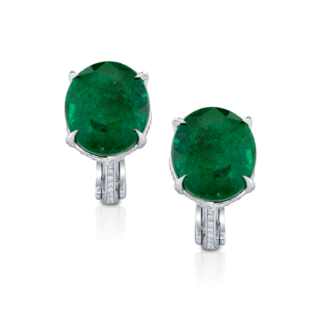 deBoulle High Jewelry Emerald and Diamond Earrings