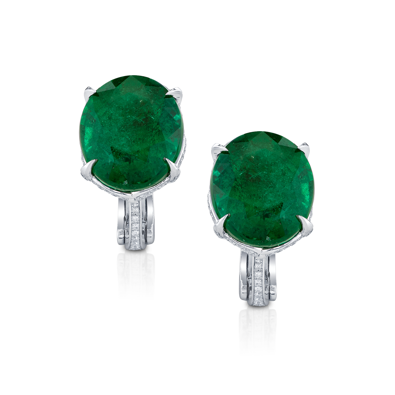 deBoulle High Jewelry Emerald and Diamond Earrings