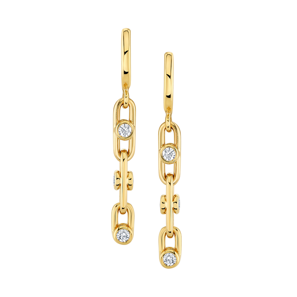 deBoulle Collection Small Link Diamond Dangle Earrings