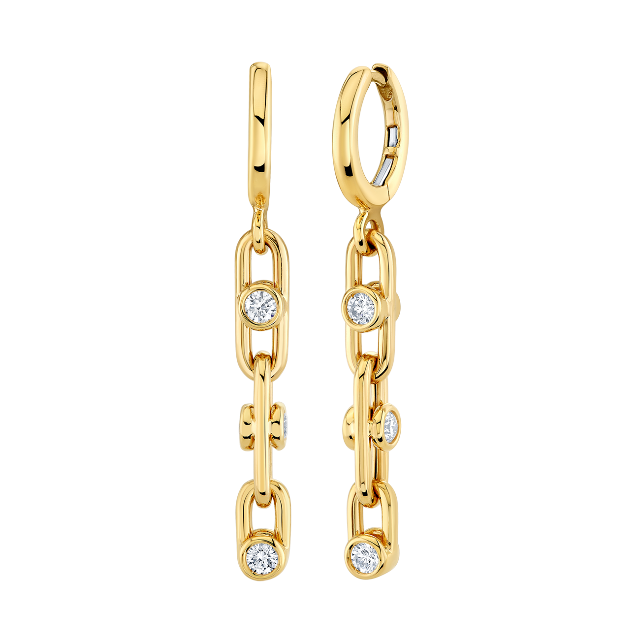deBoulle Collection Small Link Diamond Dangle Earrings