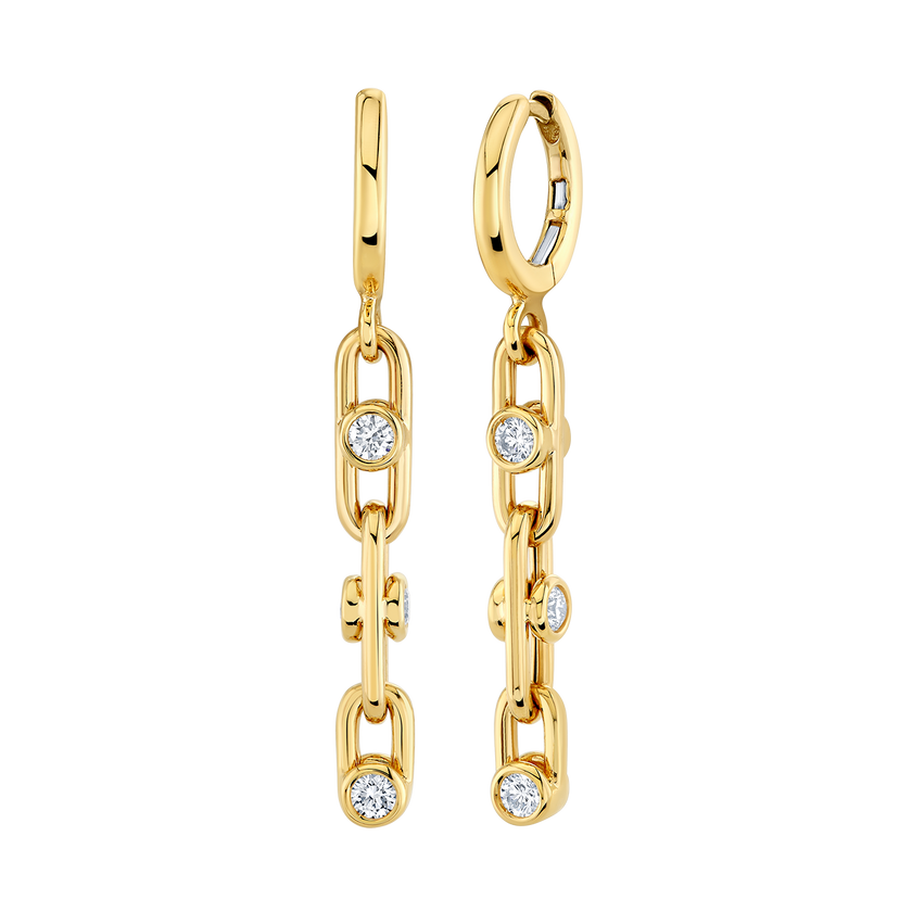 deBoulle Collection Small Link Diamond Dangle Earrings