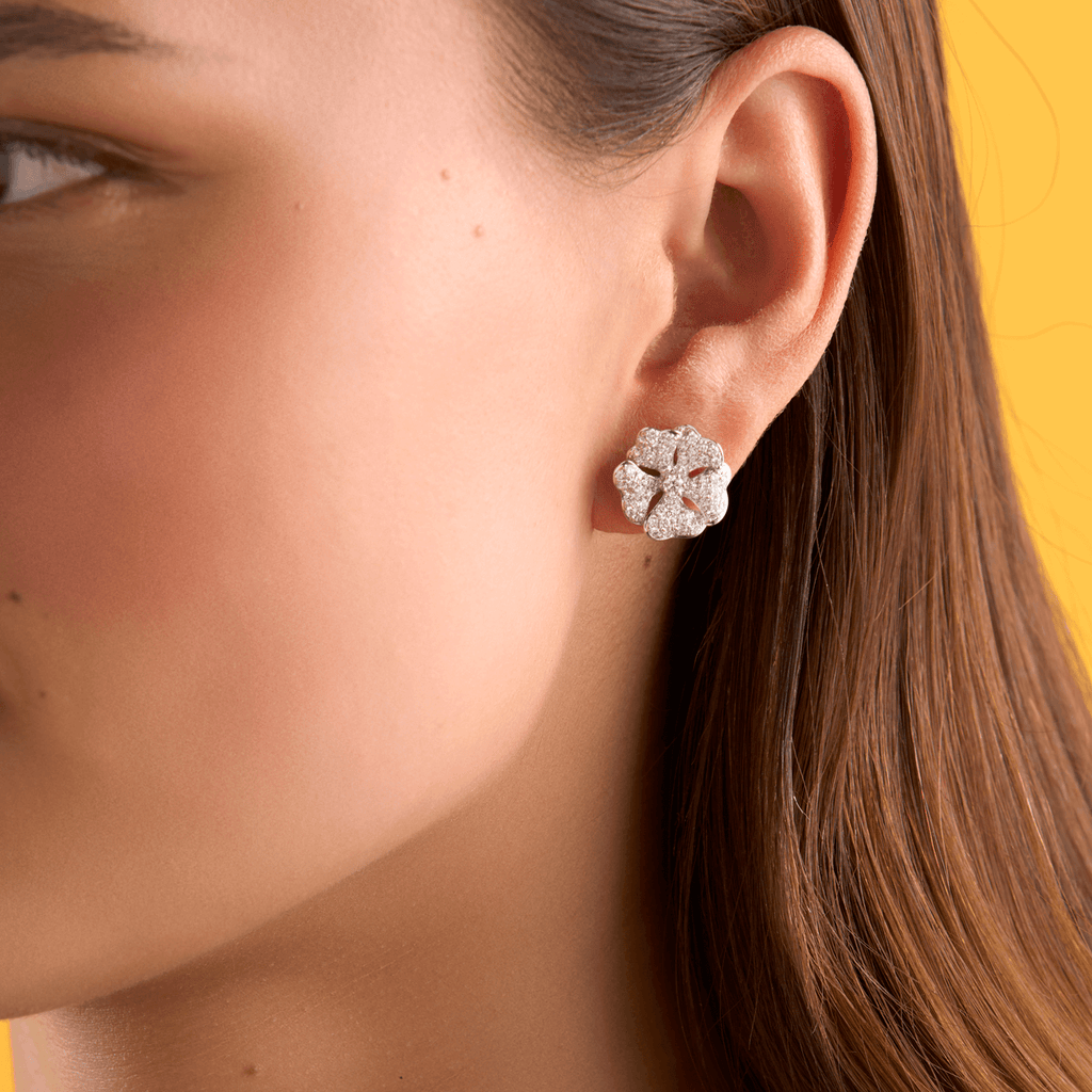 deBoulle Collection Blossom Earrings in White Gold