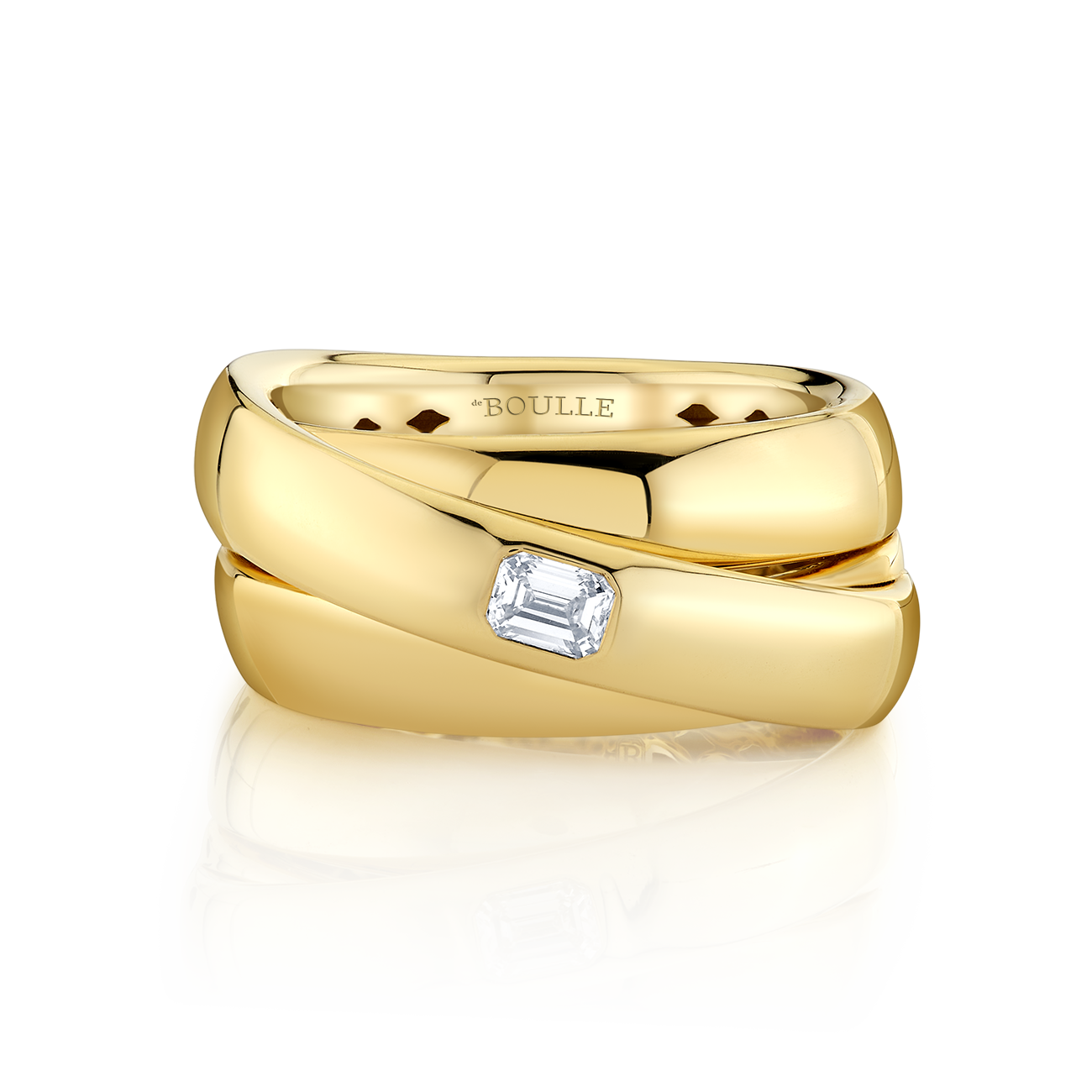 deBoulle Collection Wide Crossover Ring in Yellow Gold
