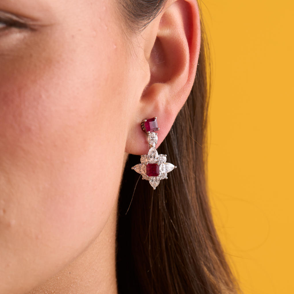 deBoulle Collection Ruby and Diamond Star Earrings