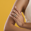Modern Retro Band with Diamonds in Yellow Gold