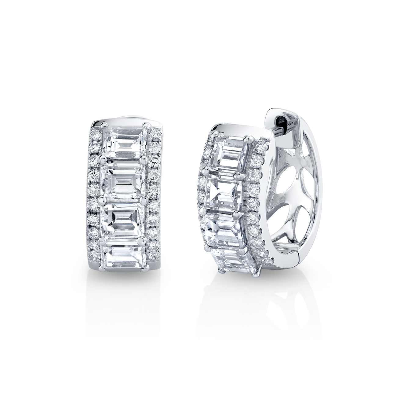 deBoulle Collection Modern Diamond Huggies in White Gold