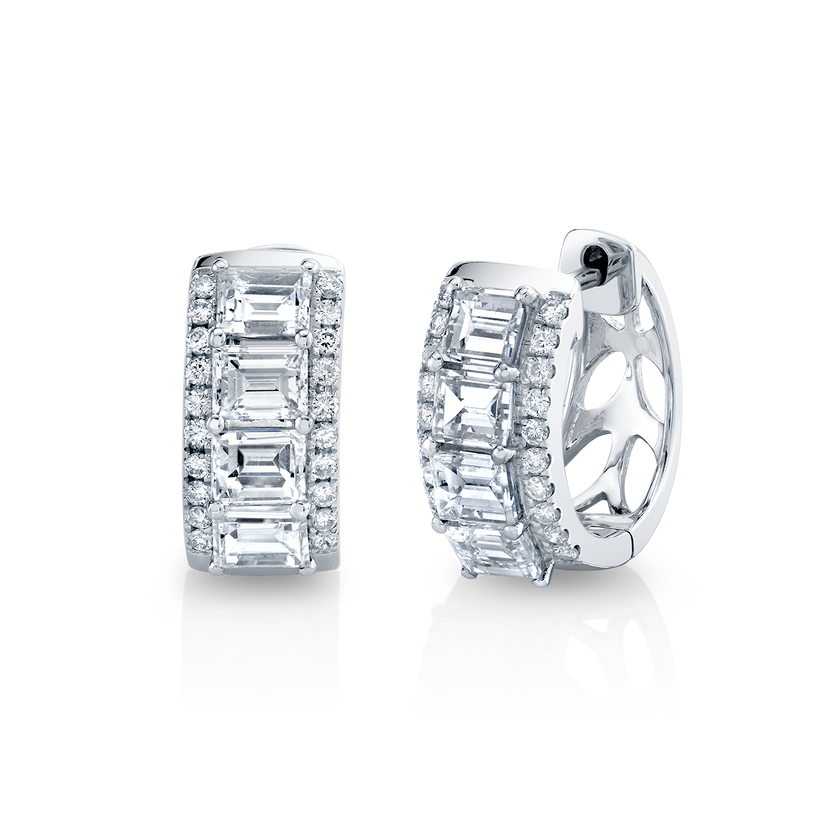 deBoulle Collection Modern Diamond Huggies in White Gold
