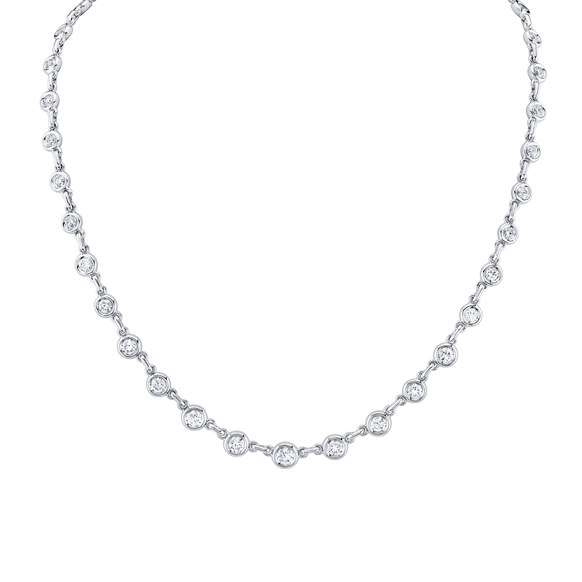 deBoulle Collection Bezel Set Diamond Necklace in White Gold