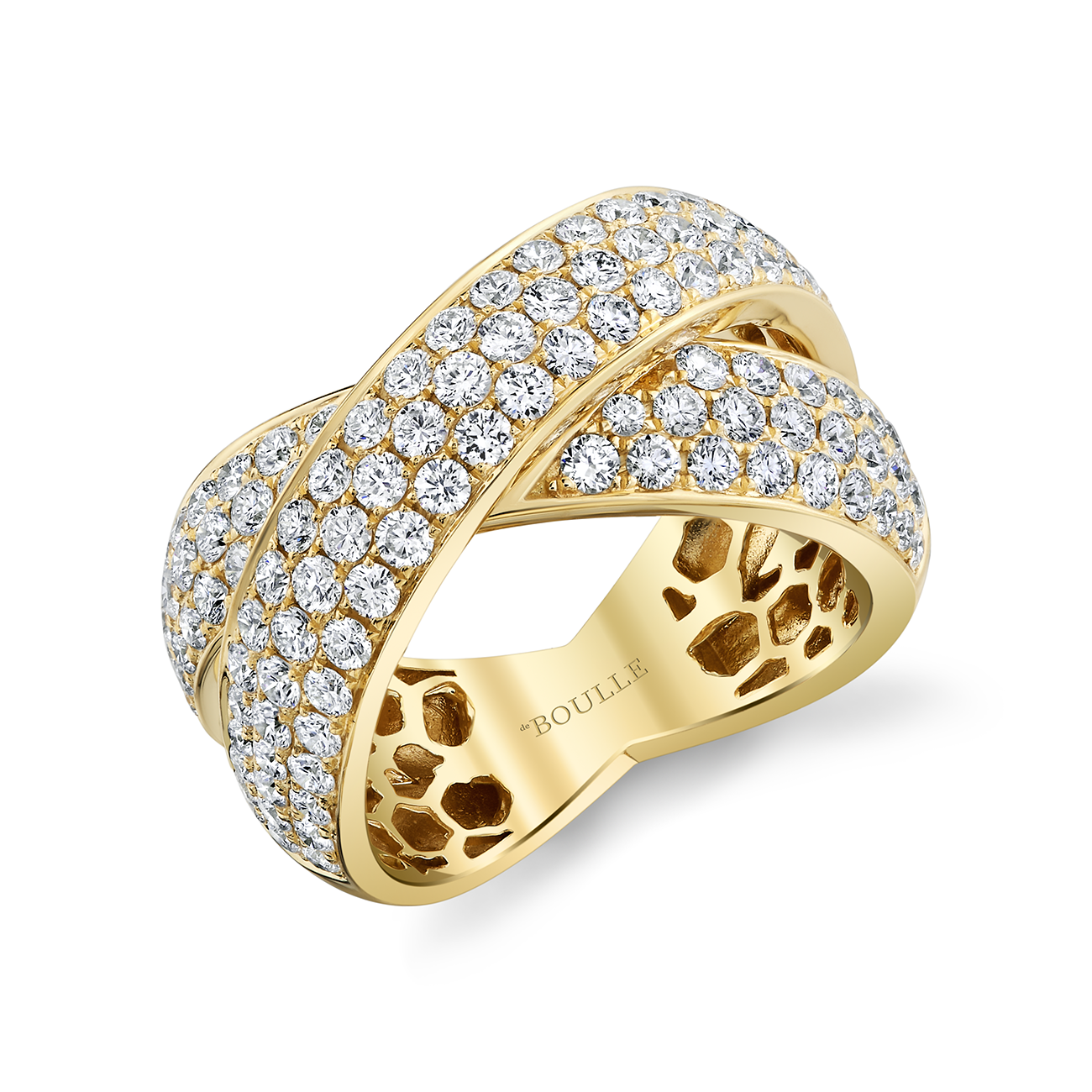 deBoulle Collection Diamond Infinity Crossover Ring in Yellow Gold