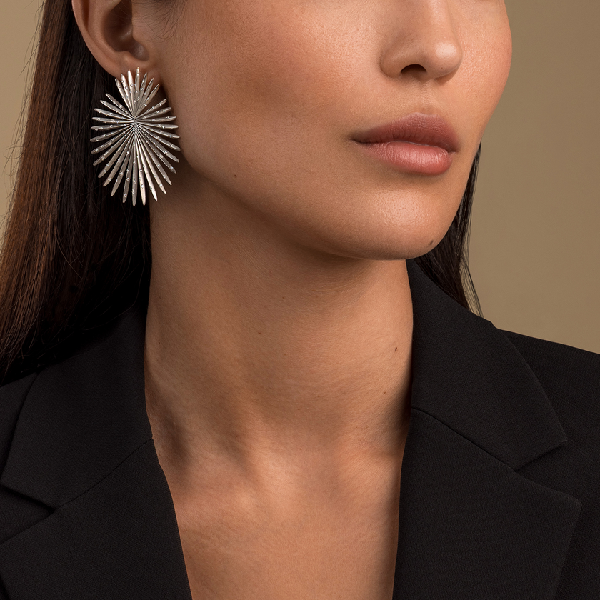 Small Palma Titanium Diamond Earrings