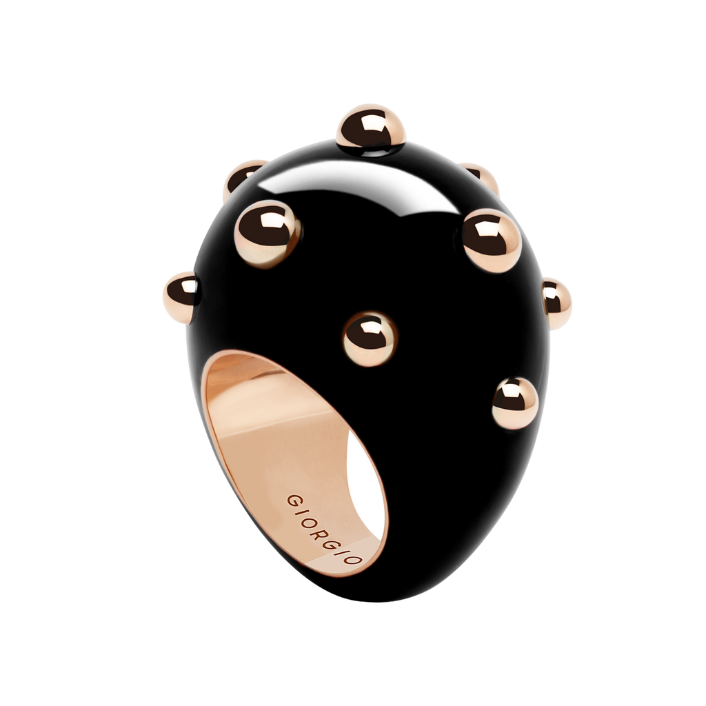 Giorgio B Goccia Ring in Black Enamel