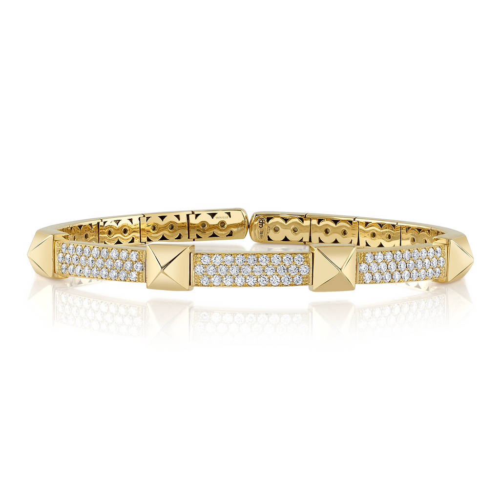 deBoulle Collection Pyramid Cuff with Diamonds in Yellow Gold