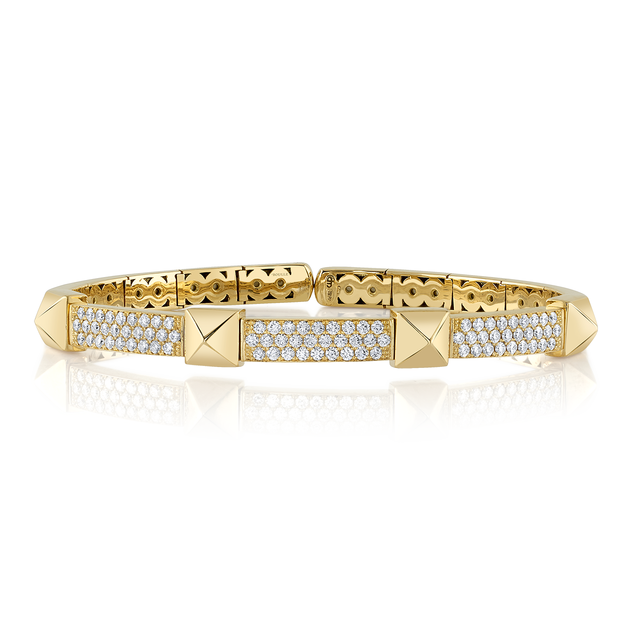 deBoulle Collection Pyramid Cuff with Diamonds in Yellow Gold
