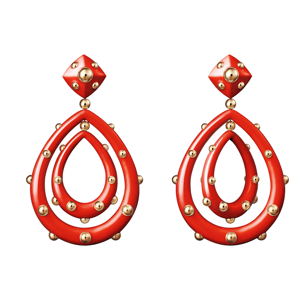 Giorgio B Goccia Earrings in Red Enamel