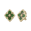 Opera Tulle Button Earrings With Green Enamel Medium