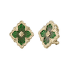 Opera Tulle Button Earrings With Green Enamel Medium
