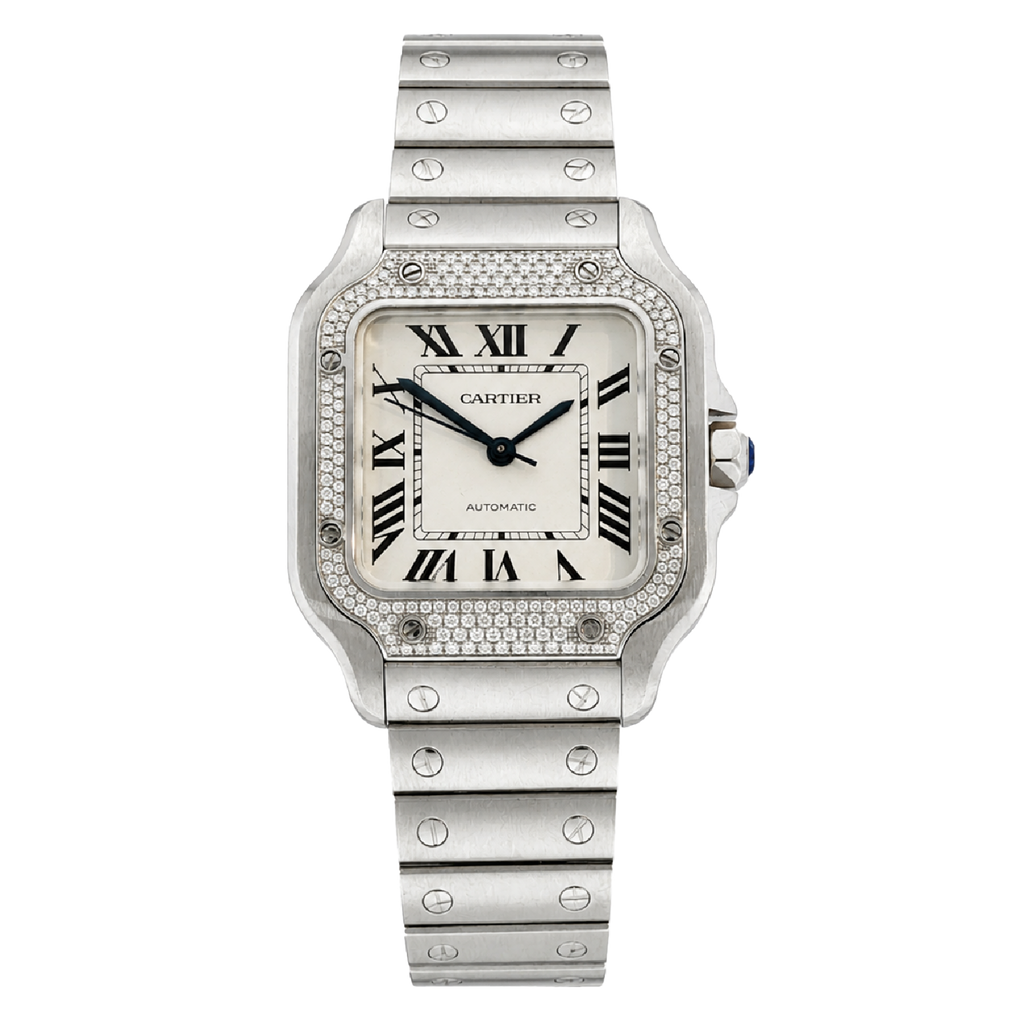 Pre-Owned Cartier Santos de Cartier 41.9MM with Diamond Bezel