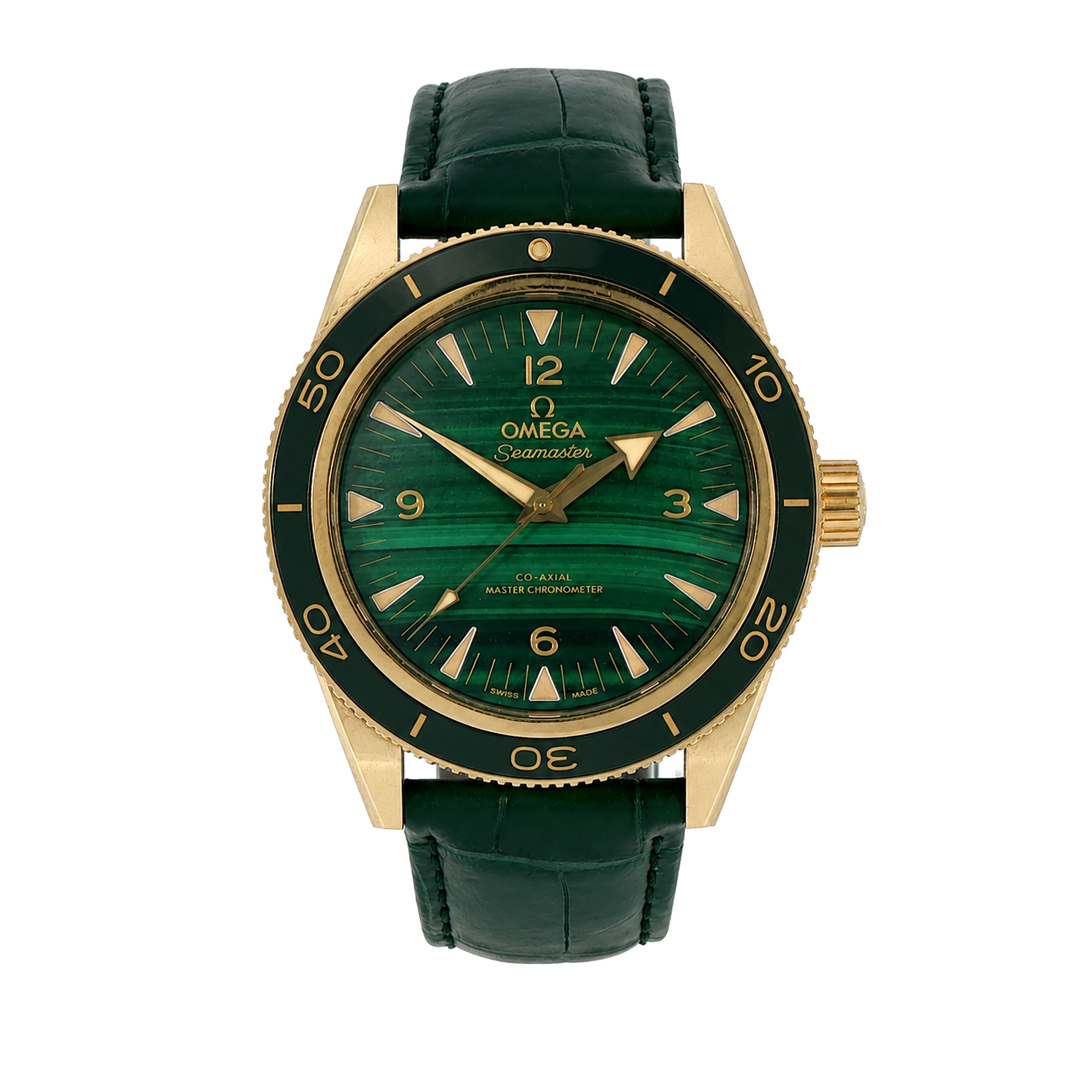 Pre-Owned Omega SeaMaster, 18K Yellow Gold, Green Malachite Dial