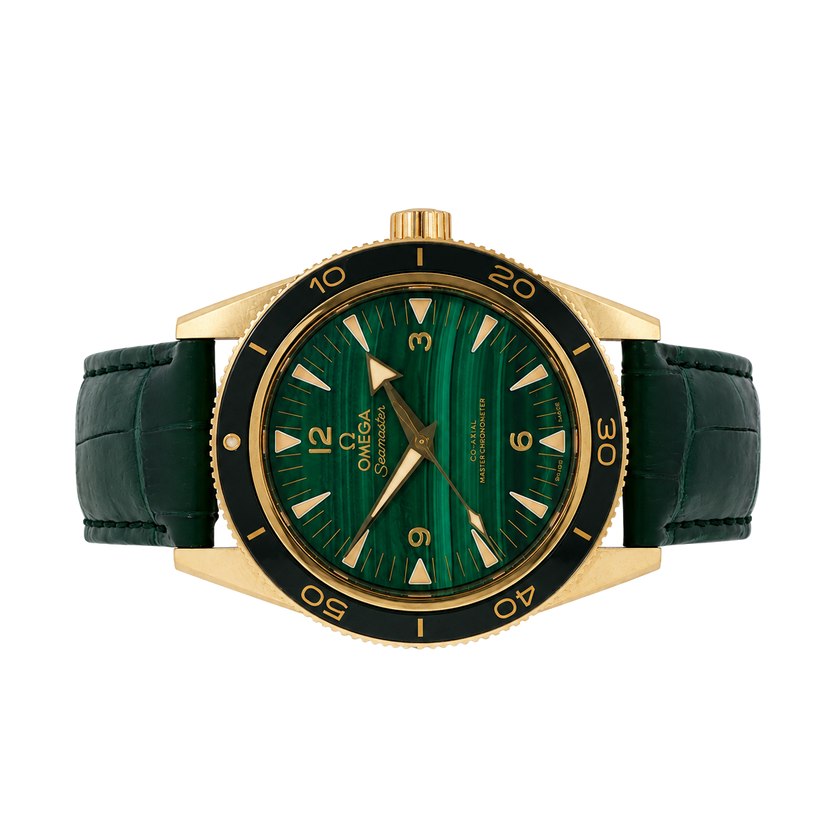 Pre-Owned Omega SeaMaster, 18K Yellow Gold, Green Malachite Dial