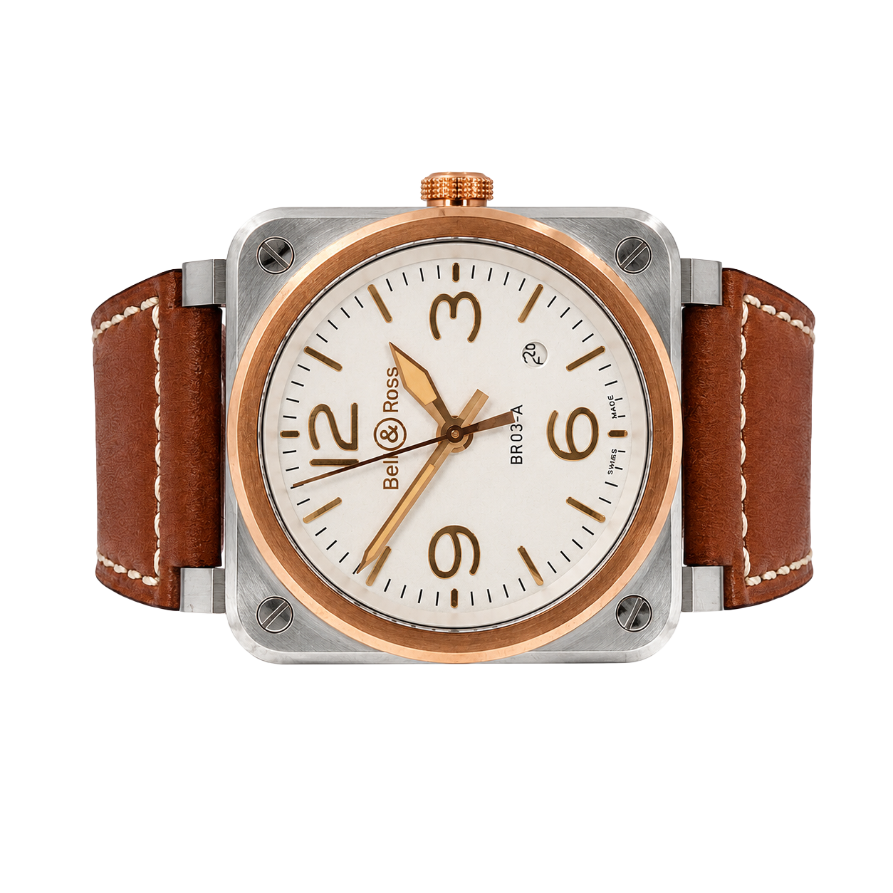Pre-Owned Bell & Ross BR-03 White Steel & Gold BR03A-WH-STPG/SCA