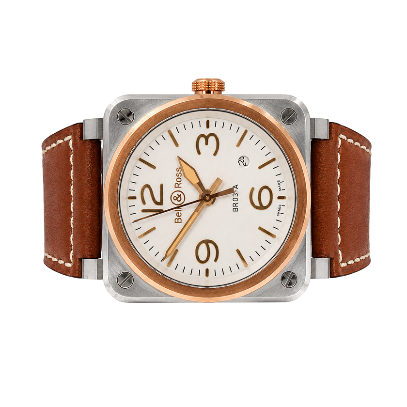 Pre-Owned Bell & Ross BR-03 White Steel & Gold BR03A-WH-STPG/SCA