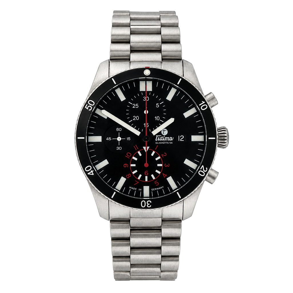 Pre-Owned Tutima SS Grand Flieger Airport Chrono 6401-02
