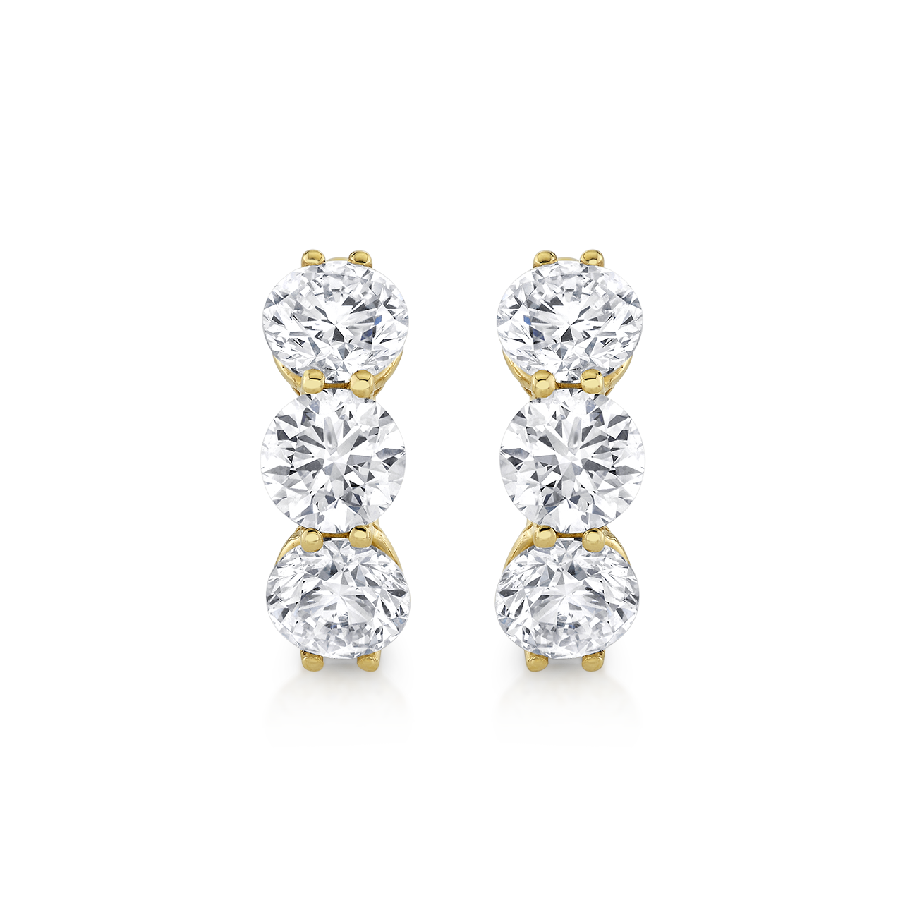deBoulle Collection Three Stone Earring in Yellow Gold