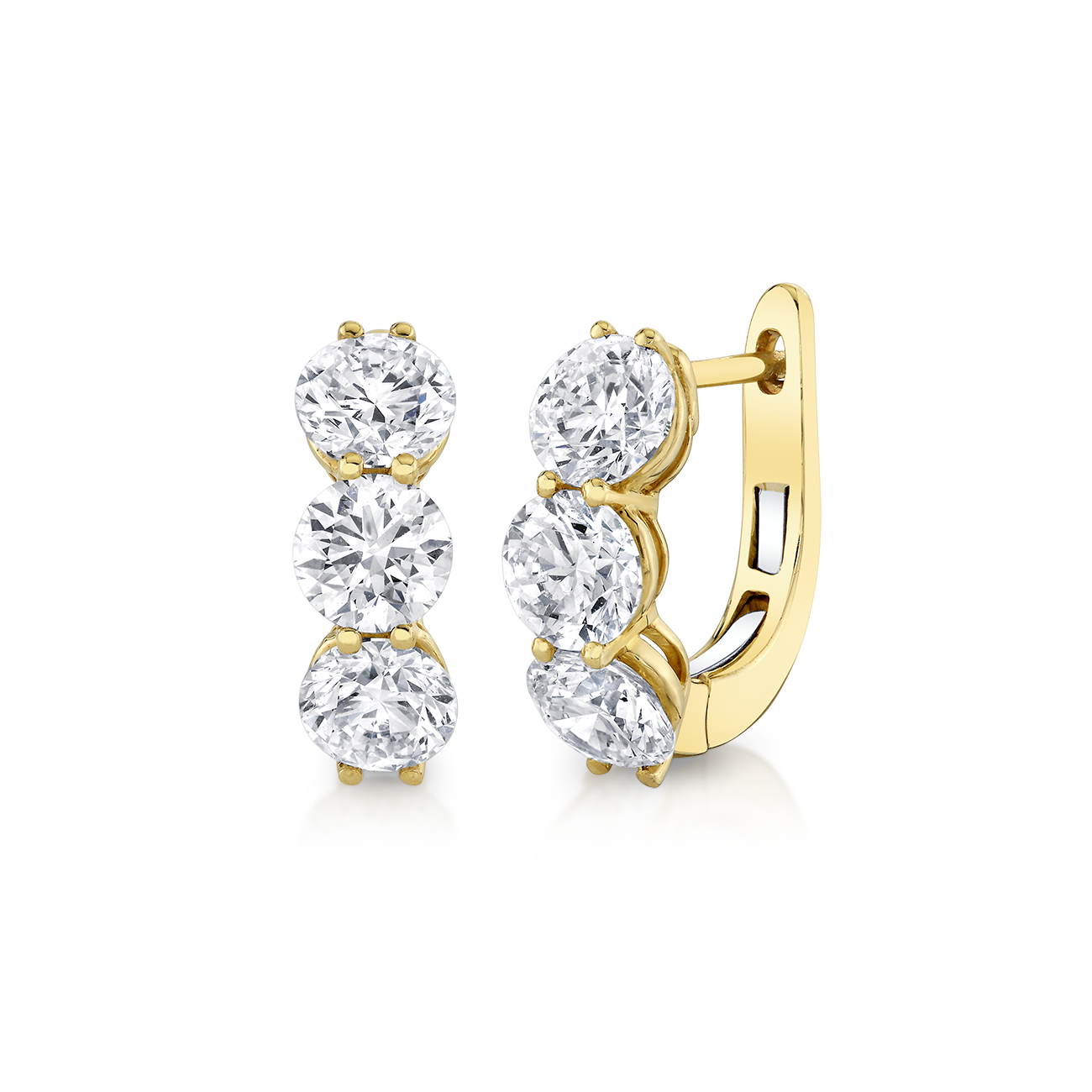 deBoulle Collection Three Stone Earring in Yellow Gold