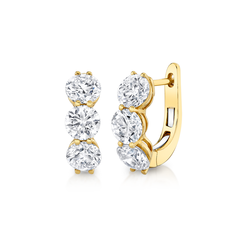 deBoulle Collection Three Stone Earring in Yellow Gold