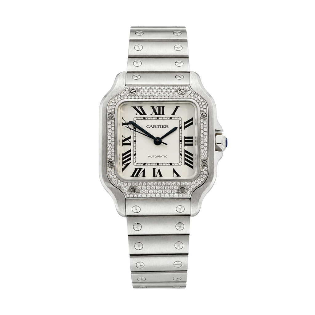 Pre-Owned Cartier Santos de Cartier 41.9MM with Diamond Bezel