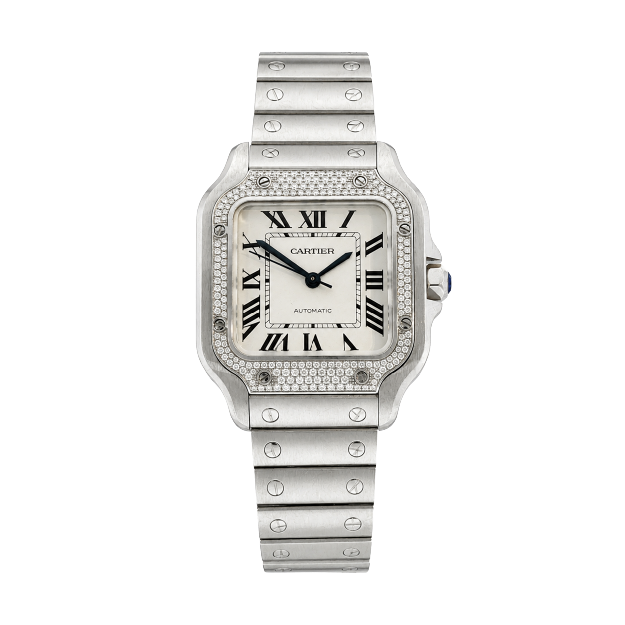 Pre-Owned Cartier Santos de Cartier 41.9MM with Diamond Bezel