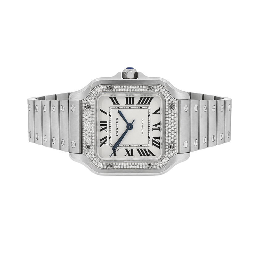 Pre-Owned Cartier Santos de Cartier 41.9MM with Diamond Bezel