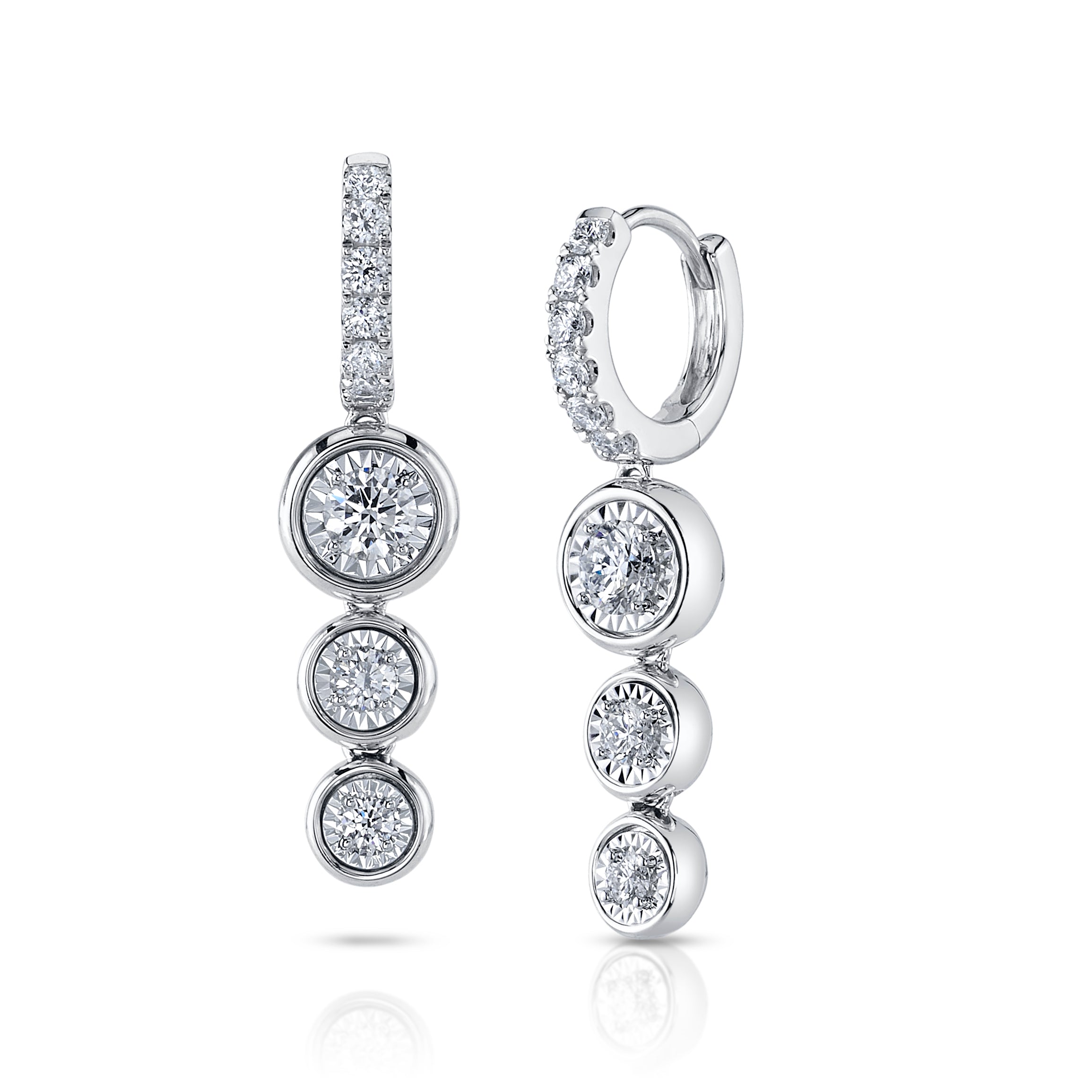 deBoulle Collection Emma Three Drop Earrings in White Gold