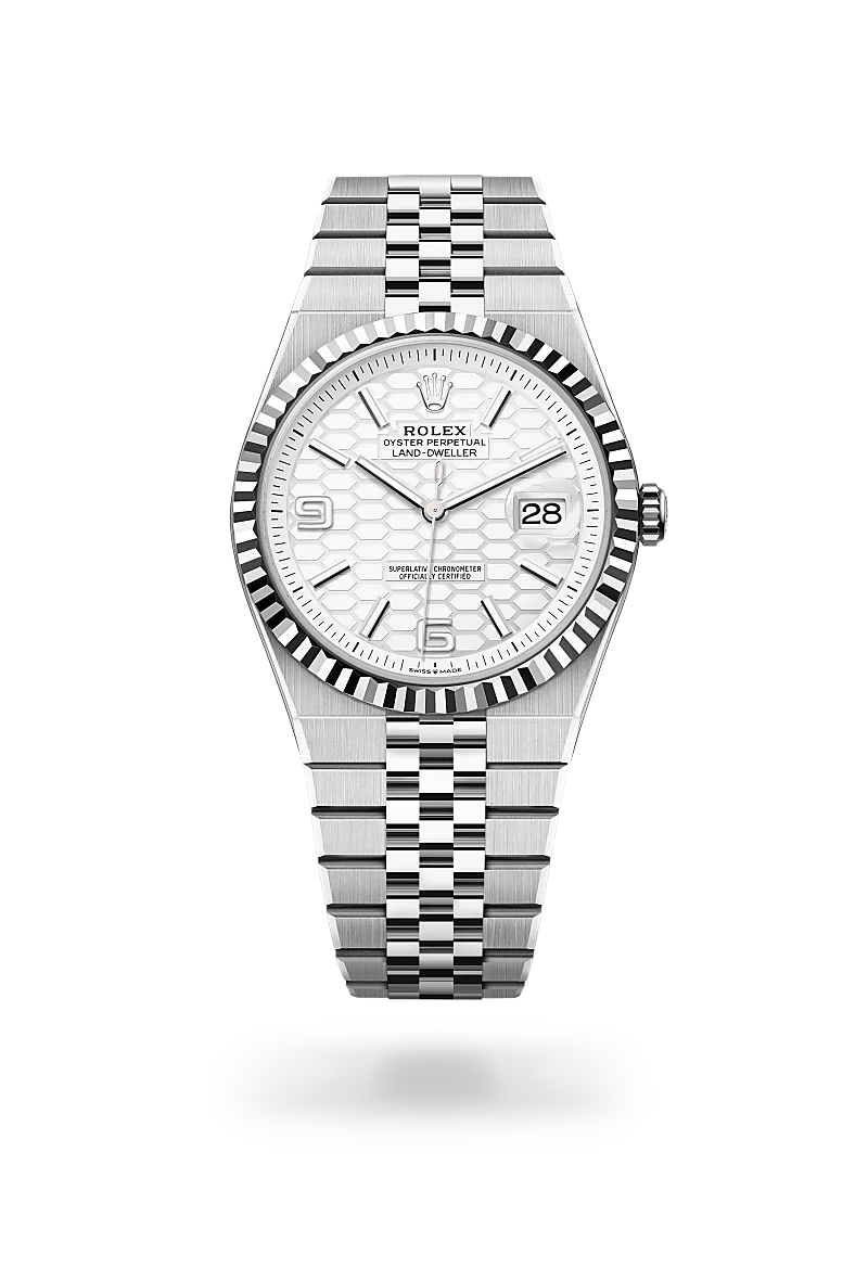 rolex Land-Dweller in White Rolesor - combination of Oystersteel and white gold, M127334-0001* - deBoulle Diamond & Jewelry