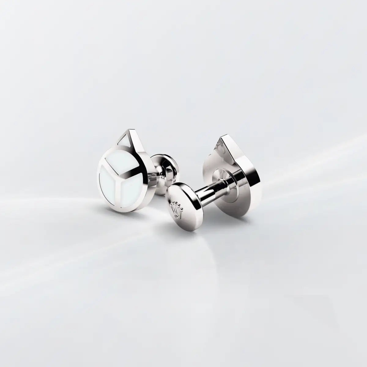 Rolex ‘Hand’ cufflinks in 18 kt white gold with luminescent material, reference A1029