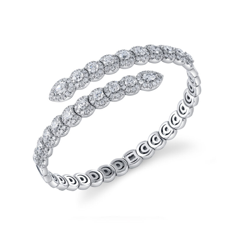<sup>de</sup>Boulle Collection Two Row Bypass Bracelet in White Gold