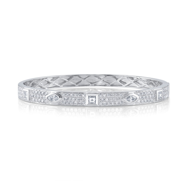 <sup>de</sup>Boulle Collection Alternating Diamond Bangle in White Gold